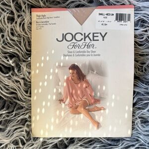 Jockey For Her Thigh Highs Pantyhose Stockings Sandalfoot Small Medium Nude New.